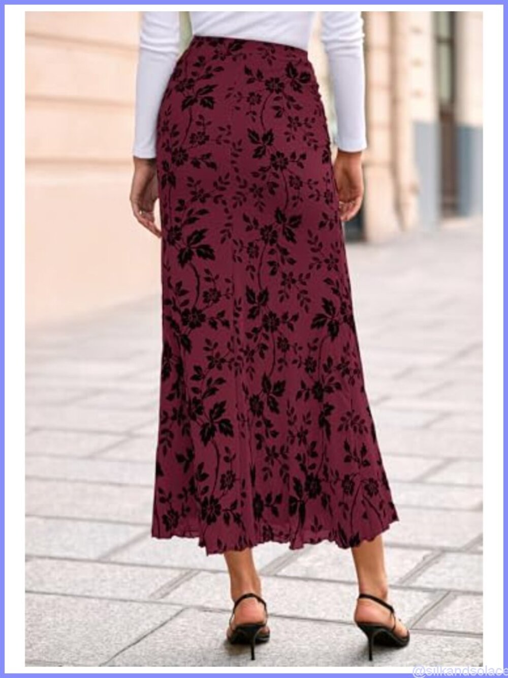Elegant Floral Mesh Maxi Skirt High Waisted Mermaid with Lining for Wedding - Picture 2 of 6